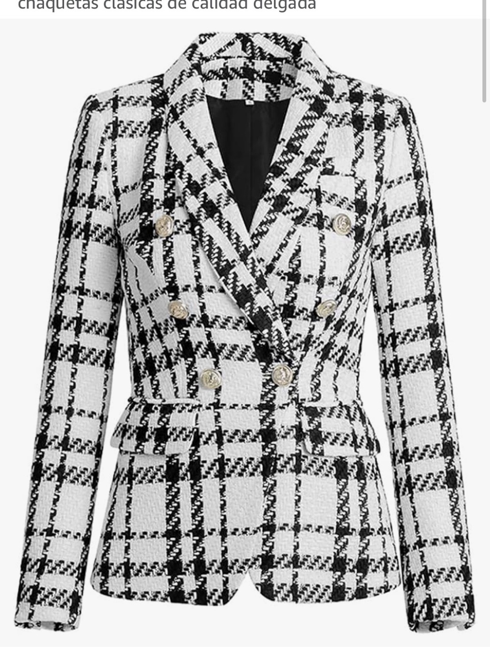 Black & White Plaid Tweed Women's Blazer worn only once